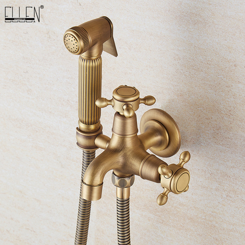 Ellen Toilet Spary Gun Set  Antique Bronze Copper Flushing Spary Cleaner Bidet Faucet Single Cold EL209 ► Photo 1/6