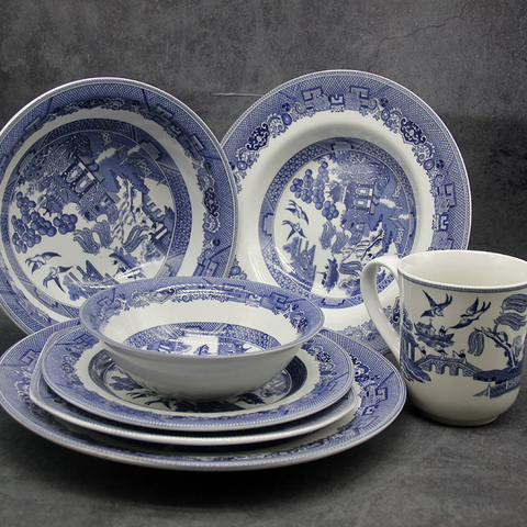 The Blue Willow Dinner Set Elegant England Style Dinner Ware  Ceramic Breakfast Plate Beef Dishes Dessert Dish Soup Bowl ► Photo 1/5