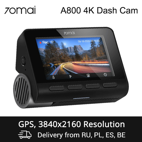 70mai A800 4K Dash Cam 4K GPS Built-in ADAS DVR Dual-Vision 140 FOV Real 4K UHD Cinema-quality video Camera ► Photo 1/6