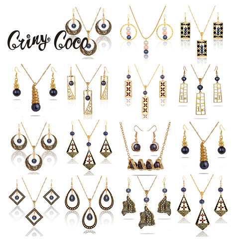 Cring Coco Hawaiian Earring and Necklace Set 2022 Gold Plated Fashion Ethnic Polynesian Round Necklaces Jewelry Sets for Women ► Photo 1/6