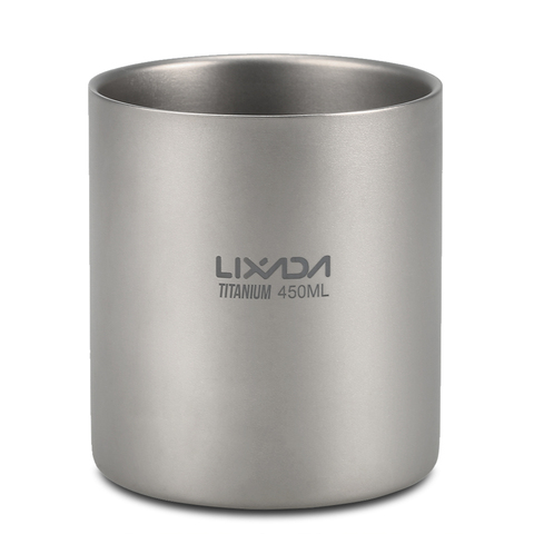 Lixada 450ml Titanium Double Wall Insulated Water Cup Home Outdoor Camping Hiking Picnic Tea Cup Coffee Mug Tea Cup Tableware ► Photo 1/6