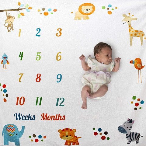 Baby Photography Props Infant Milestone Background Blanket Newborn Monthly Growth Milestone Blanket Cloth Commemorate Rug ► Photo 1/6