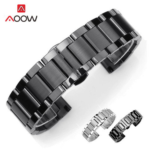 Solid Stainless Steel Watchband 18mm 20mm 22mm 24mm Deployment Butterfly Buckle Men Metal Replacement Bracelet Watch Band Strap ► Photo 1/6