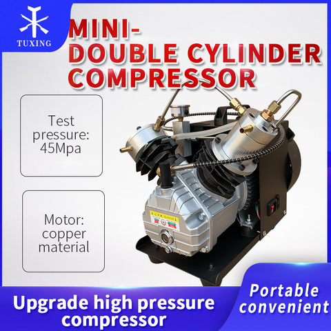 TUXING 4500Psi Mini-pcp Air Compressor Double Cylinder High Pressure Compressor Pcp Pump for Air Rifle Scuba Inflator 300bar ► Photo 1/4