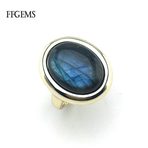 FFGems Natural Labradorite Rings Sterling Real 925 Silver Gemstone Fine Jewelry Women Engagement Wedding Gift ► Photo 1/6