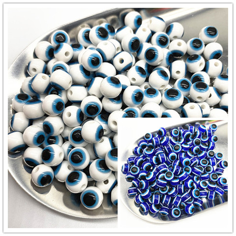 New 6/8/10mm Blue and Porcelain White Oval Beads Evil Eye Resin Spacer Beads for Jewelry Making DIY Bracelet Beads ► Photo 1/1