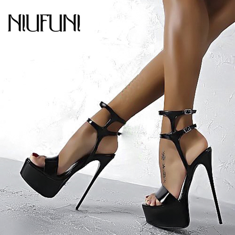 Platform Women Sandals Sexy 16cm Roman Sandals Stiletto High Heels Peep Toe Belt Buckle Nightclub Wedding Shoes Plus Size 34-46 ► Photo 1/6