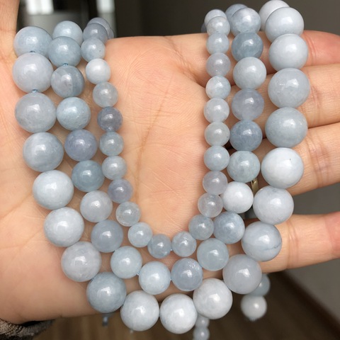 Natural Stone Aquamarines Beads Round Loose Spacer Beads For Jewelry Making Diy Handmade Bracelet Necklace 6/8/10MM 15Inches ► Photo 1/5