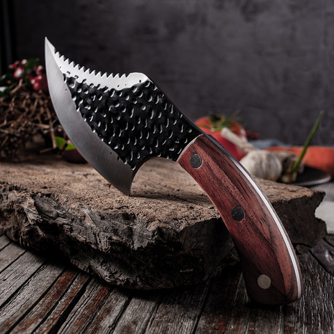 5-inch Outdoor Survival Camping Forged Knife with Sheath Fishing Knife Portable Meat Cleaver Kitchen Knife 5CR15 Stainless Steel ► Photo 1/6