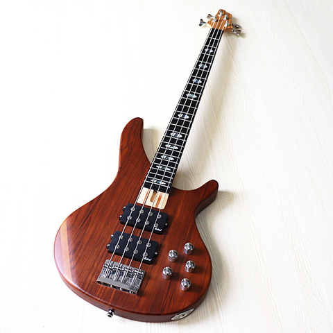 4 string hickory wood top active bass guitar 43 inch brown bolt on solid okoume wood back and side electric bass guitar ► Photo 1/6