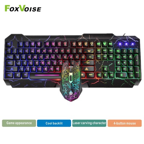 LED Luminous Gaming Keyboard Mouse Combos USB Wired Gamer Kit Backlight Waterproof Multi-Media Keyboard And Mouse Set For PC ► Photo 1/6