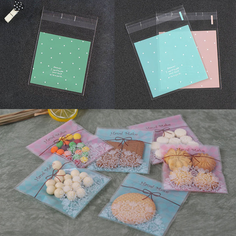 100Pcs Biscuit Gift Candy Bag Plastic  Packaging Bags Fresh Dots Moon Cakes  Korean Pastry Self Adhesive Pouch  Cookie Baking ► Photo 1/6