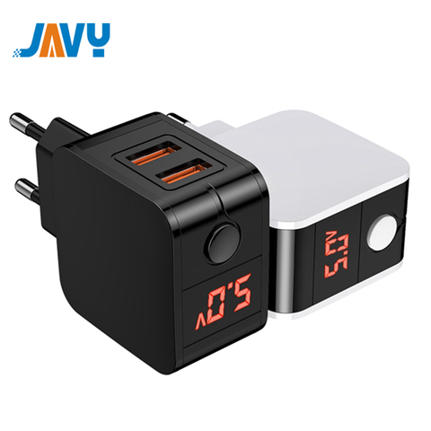 JAVY Smart digital display dual USB charger For iPhone Samsung Xiaomi Huawei the tablet charger adapter fast quick phone charge ► Photo 1/5