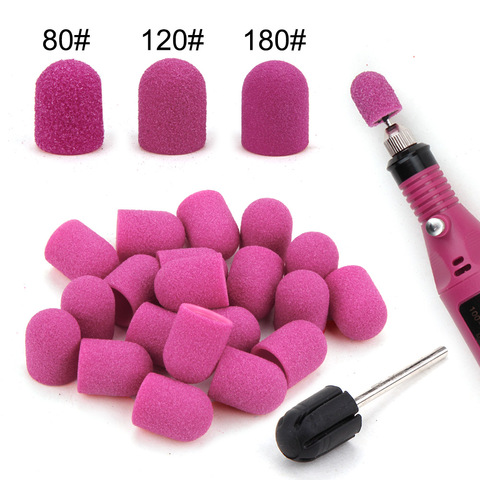 5Pcs 10*15/13*19  Nail Sanding Caps With Rubber Gel Remover Ceramic Nail Drill Bit Pedicure Manicure Milling Cutters Nails Tool ► Photo 1/6