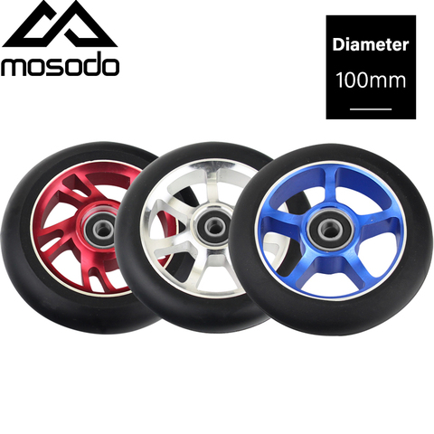 100mm Scooter Wheels Replacement with Bearings Aluminum Alloy Wear-Resistant PU Scooter Parts Kick Scooters Accessories 2pcs/set ► Photo 1/6
