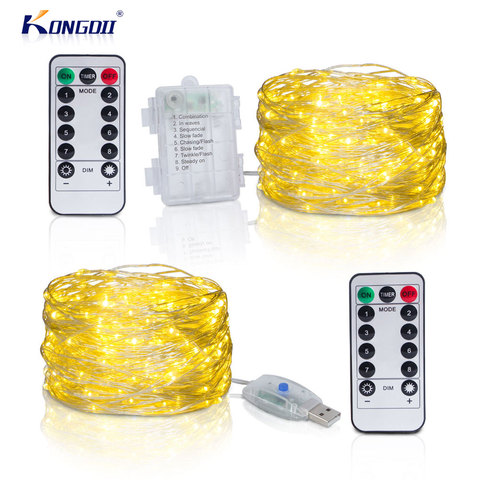 Led String Light Christmas Fairy Light USB Battery Operated Remote Garland Copper Wire LED Light for Wedding Party Decor 10M 20M ► Photo 1/6