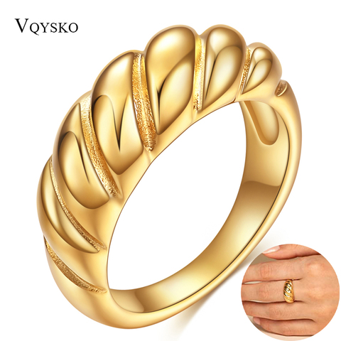 Women Weaving Twisted Gold Color Wedding Rings Stainless Steel Anillos Joyas De Mujer Jewelry Wholesale Drop Shipping ► Photo 1/6