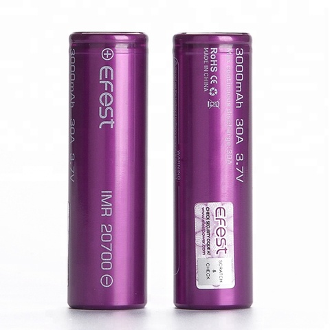 Hotsale Efest 20700 3000mah 3.7V 30A Battery 20700 Battery Solar Battery ► Photo 1/6