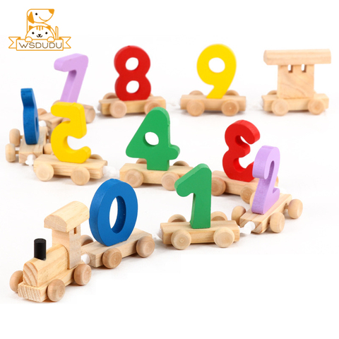 Funny Number Wooden Train Learning Education Color Shape Math Toys Wood Car Figure Model For Toddler Kid Gifts Cute Pluzzles New ► Photo 1/6