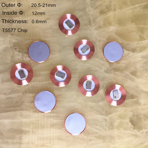 10pcs/lot 125Khz EM4100  RFID read only Coin tag T5577  19.5mm diameter coil chip ultra thin slim sticker EM writable ► Photo 1/2