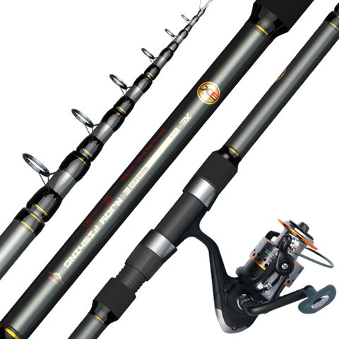 Carbon Fiber 2.7M-5.4M Spinning Fishing Rod M Power Telescopic Rock Fishing Canne Carp Feeder Rod Distant Throwing Olat De Pesca ► Photo 1/6
