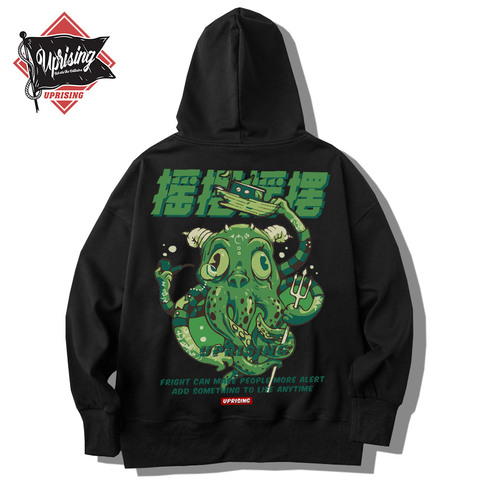 UPRISING Hoodie Sweatshirt Cartoon Octopus Print Hip Hop Men Harajuku  Fashion long Sleeve Cotton Clothes Oversized Streetwear ► Photo 1/6