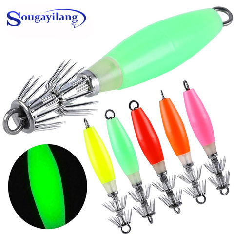 Sougayilang 5pcs Luminescent Simulation Squid Hard Bait Hook Attracting False Bait Cuttlefish Fishing Hook for Offshore Angling ► Photo 1/6