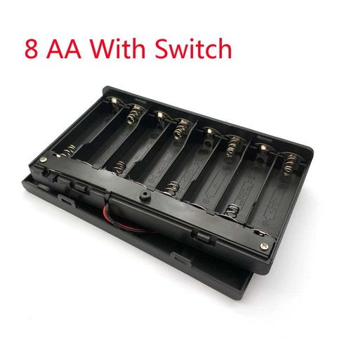 High Quality 12V 8 AA Batteries Holder Storage Case Plastic 1.5V Battery Case ON/OFF Switch with Cap Wire For 8 X 1.5V AA Batter ► Photo 1/4