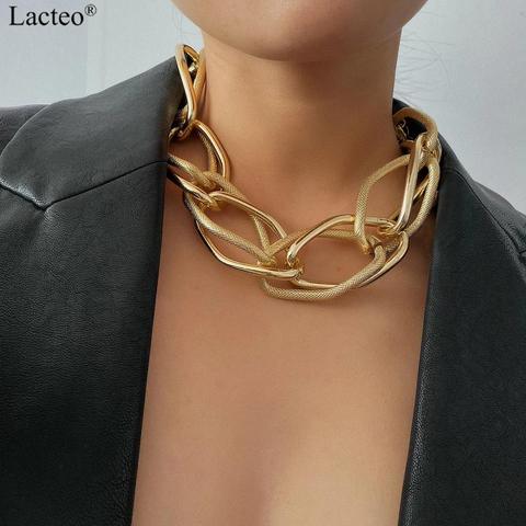 Lacteo Punk Multi Layered Golden Chain Choker Necklace Jewelry for Women Hip Hop Big Thick Chunky Clavicle Chain Charm Necklace ► Photo 1/6