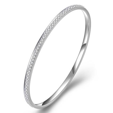 Wholesale Stainless Steel Bangles Women Jewelry With Good Clear CZ Crystal ► Photo 1/6