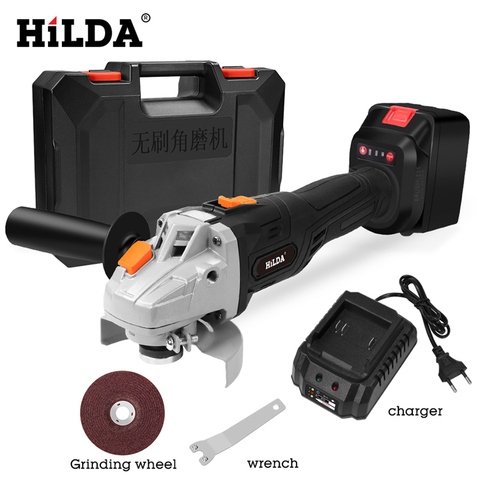 HILDA 21V Angle Grinder Cordless Lithium-ion Grinding machine Brushless Cordless Electric grinder Angle  Power Tools ► Photo 1/6