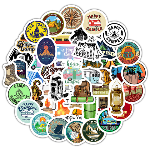 50PCS Go Camping Travel Stickers Wilderness Adventure Outdoor Landscape DIY Laptop Suitcase Motor Car Decal Sticker F5 ► Photo 1/6