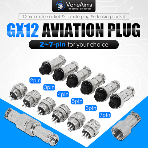 GX12 2/3/4/5/6/7 Pin Male + Female 12mm Circular Aviation Socket Plug Wire Panel Connector Small industrial socket adapter ► Photo 1/6
