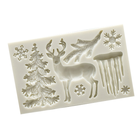 Christmas Tree Elk Snowflake Shape Silicone Mold for Handmade Cake Decorate Chocolate Fondant Candle Mould Baking Tools Party ► Photo 1/6