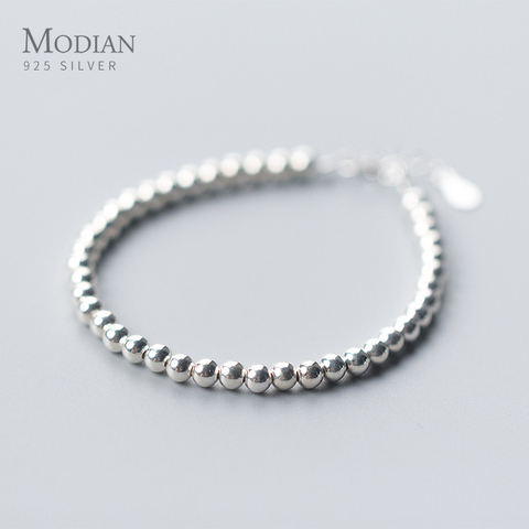 Modian Trendy 925 Sterling Silver Little Ball Strand Bracelet for Women Free Size Link Chain Bracelet Fine Jewelry Girl Gift ► Photo 1/3
