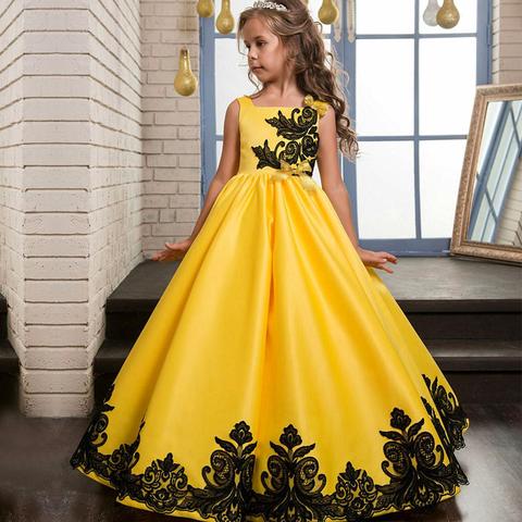 2022 Summer Kids Princess Dress Girls Flower Embroidery Dress For Girls Vintage Wedding Party Formal Ball Gown Children Clothing ► Photo 1/6