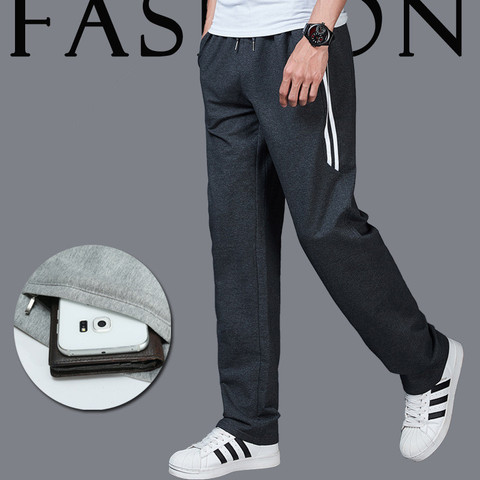 Men's Sports Running Pants Joggers Straight Active Sweatpants Workout Jogging Striped Trousers With Zipper Pockets Loose Fit ► Photo 1/6