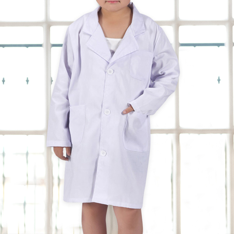 Children Unisex Long Sleeve White Lab Coat Lapel Collar Button Pocket Nurse Doctor School Child Cosplay Uniform Blouse ► Photo 1/6