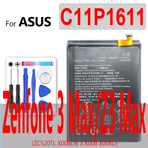 YKaiserin Battery C11P1611 For ASUS Zenfone 3 Max Z3 Max ZC520TL X008DB Peg For ASUS 3 X008 X008D 4130mAh Capacity ► Photo 1/6