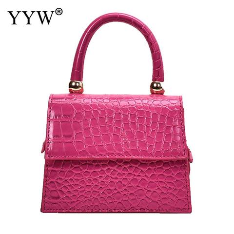Pu Leather Women'S Handbag Crocodile Pattern Leather Sling Messenger Bags Hot Mini Small Square Shoulder Bag Fashion Pink Bags ► Photo 1/6