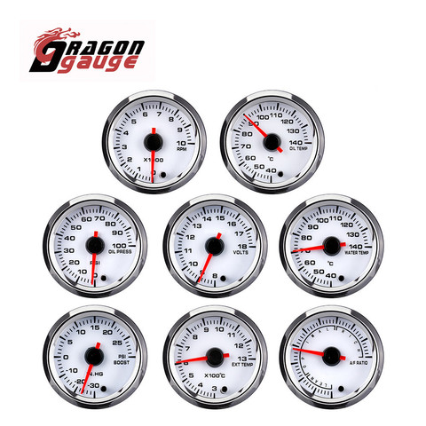 DRAGON GAUGE 52mm Boost Tachometer Voltmeter Air-Fuel Ratio Water Temp Oil Temp Oil Press Exhaust Temp Change 7-Color Backlight ► Photo 1/6