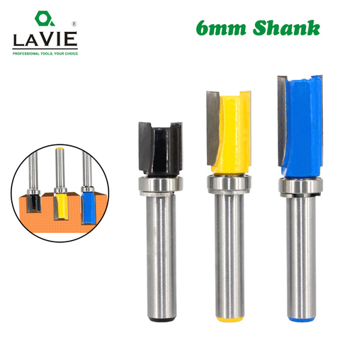 3pcs 6mm Shank Flush Trim Router Bit Pattern Bit Top Bottom Bearing 12mm Blade Template Wood Milling Cutter Carpenter MC06080 ► Photo 1/6