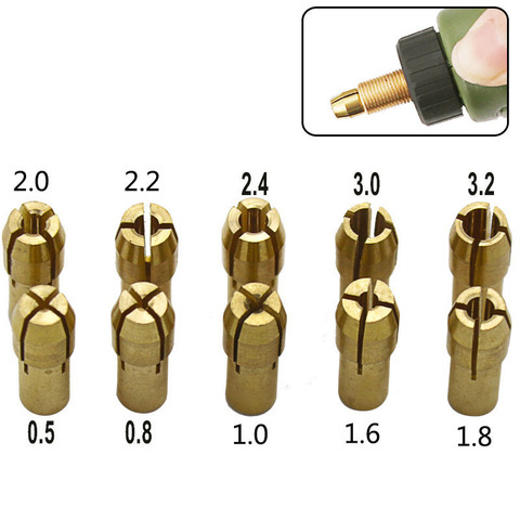 0.5-3.2mm 10pcs Electric Grinding Accessories Sets Drill Brass Electric Grinder Three-Prong Collet Chuck For Dremel Rotary Tool ► Photo 1/5