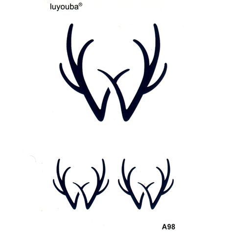 A pair of Antlers Waterproof Temporary Tattoos Men Tatuajes Temporales Sleeve Tatoo Henna Tatuagem Tree  Art Tattoo ► Photo 1/2