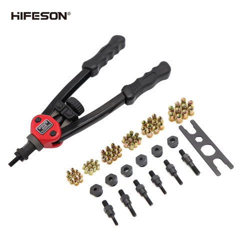 HIFESON 605 Hand Threaded Rivet Nut Gun with 60PCS Iron Nuts Double Insert Manual Riveter for M3/M4/M5/M6/M8/M10 ► Photo 1/6