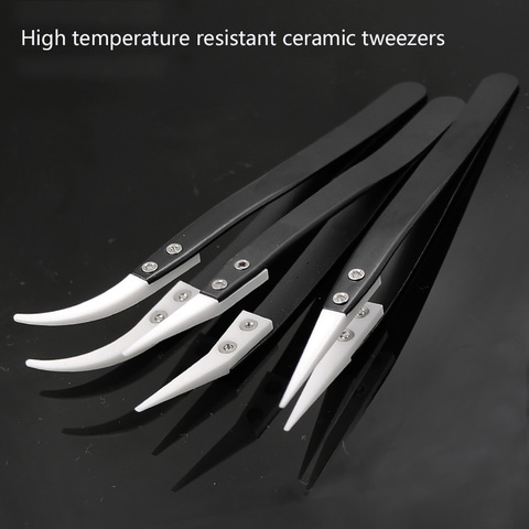 Anti-Static Ceramic Tweezers Curved Straight Tip Electronic-Cigarette Stainless-Steel Industrial-Precision ► Photo 1/6