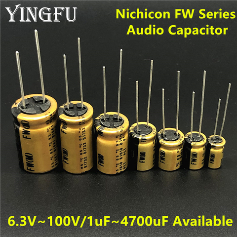 NICHICON FW Series 6.3V~100V/1uF~4700uF Available HIFI Audio Capacitor For Audio Equipment ► Photo 1/1