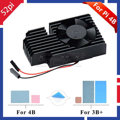 52Pi Original New! CNC Extreme Cooling Fan Heatsink Kit ONLY For Raspberry Pi 4 B / 3 B+ / 3B Plus / 3 B, Not Include Pi Board ► Photo 1/6