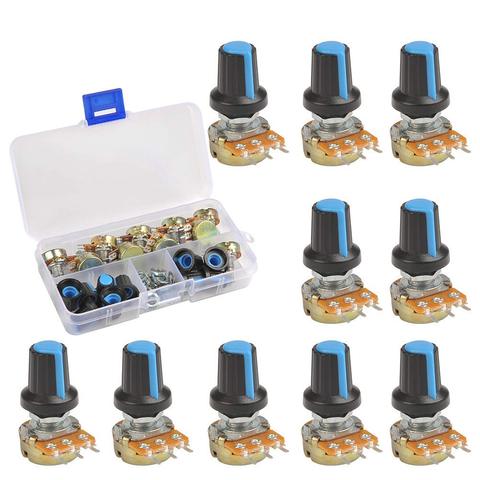 10pcs WH148 Potentiometer 10 value + Knobs ,15mm 3pin Potentiometer kit  B1K B2K B5K B10K B20K B50K B100K B250K B500K B1M ► Photo 1/4