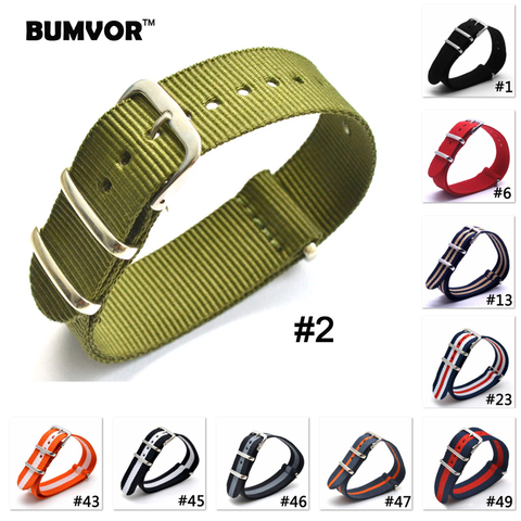 Classic  Strong bracelet Army Green Military nato fabric Nylon Watch watchbands Woven Straps Bands Buckle belt 16 18 20 22 24 mm ► Photo 1/6